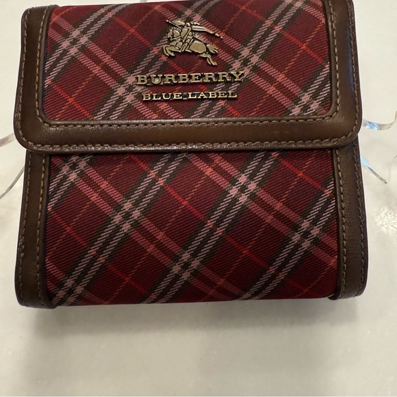 BURBERRY BLUE LABEL WOMEN’S WALLET. Red, black, white w/ Brown leather trim - Picture 2 of 13